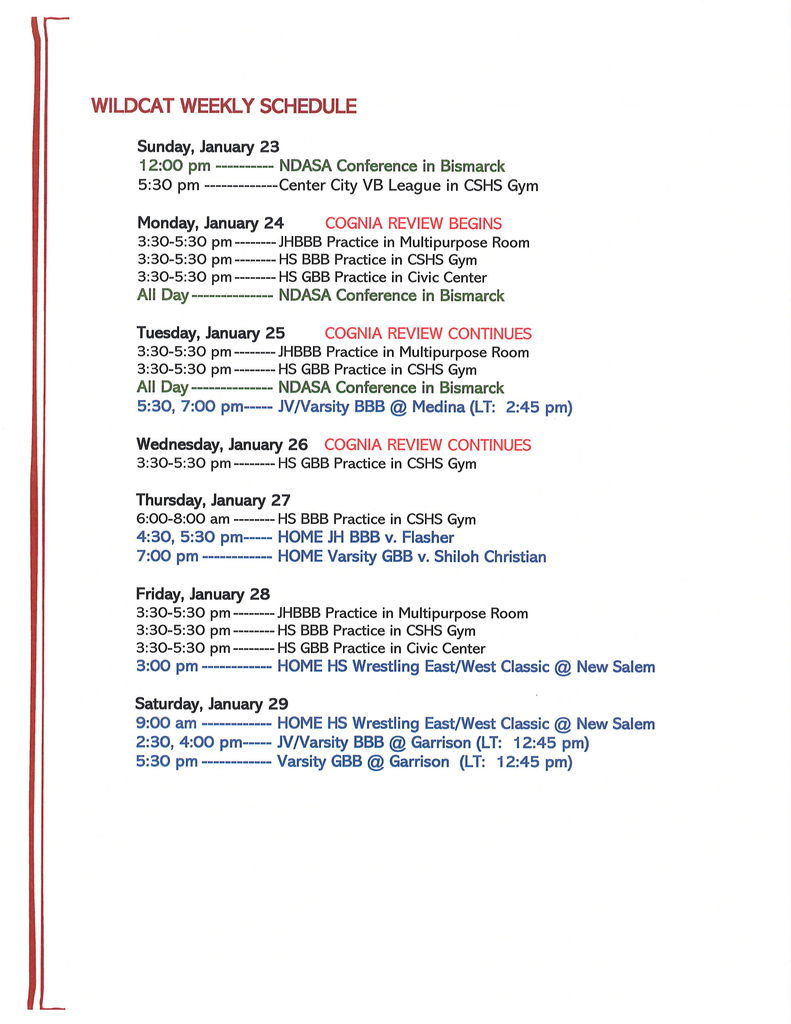 Week of January 23